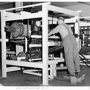 Queensland Institution for Blind, coir matting loom, August 1952